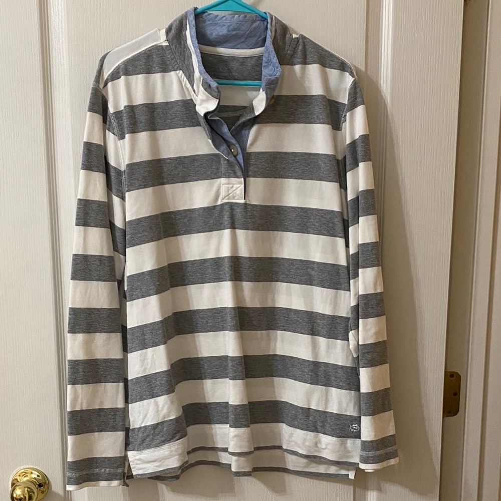 Southern Tide Striped Long Sleeve Polo